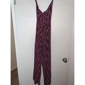Burgundy jumpsuit strapless